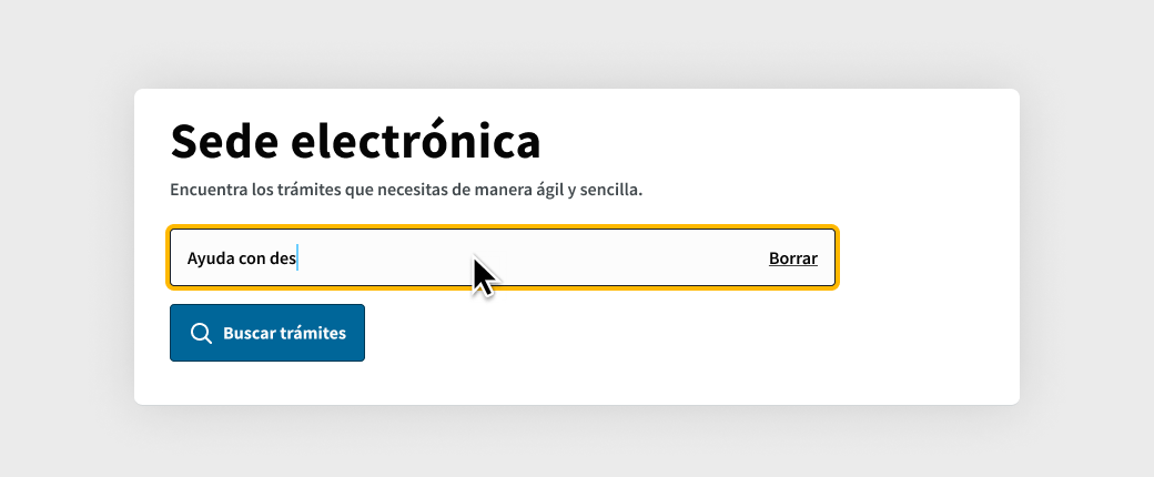 Buscador de trámites, en el campo de búsqueda se está escribiendo el trámite a consultar